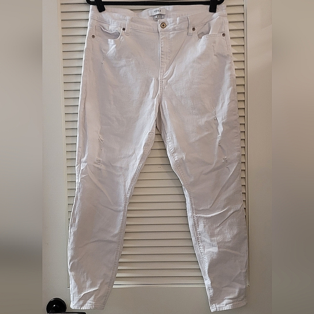 Pistola - (Plus-Size) White Ripped Detail Distressed Skinny Jeans With Pockets